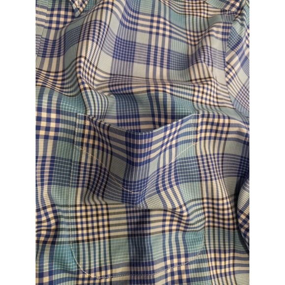Jos A. Bank Traveler Blue Plaid Button Down Collared Short Sleeve Shirt Size M - Picture 9 of 11